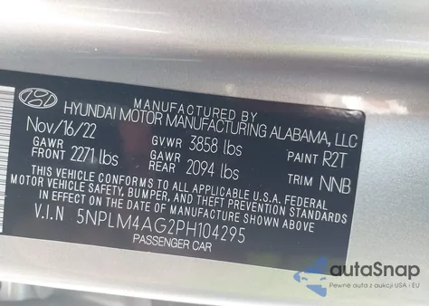 2023 Hyundai Elantra Sel from USA, damaged, VIN 5NPLM4AG2PH104295